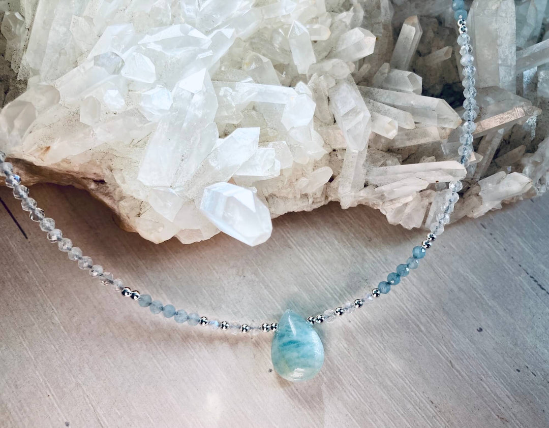 Intuition Moonstone & Aquamarine Pendant Necklace