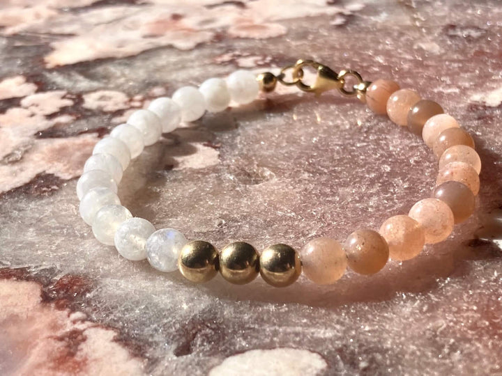 Inner Unity Moonstone and SunstoneGold Bracelet