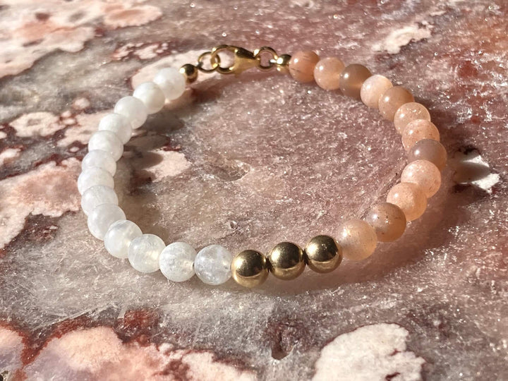 Inner Unity Moonstone and SunstoneGold Bracelet