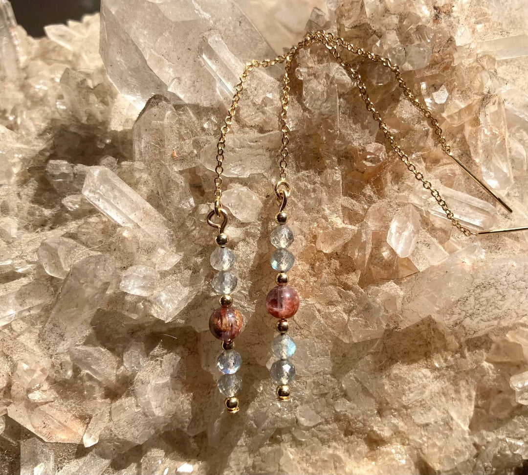 Soul Alignment Labradorite and Super Seven Thread Earrings