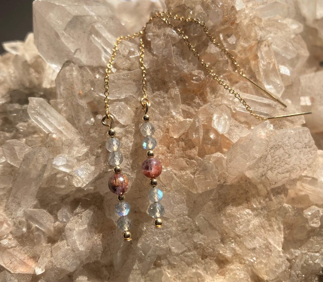 Soul Alignment Labradorite and Super Seven Thread Earrings