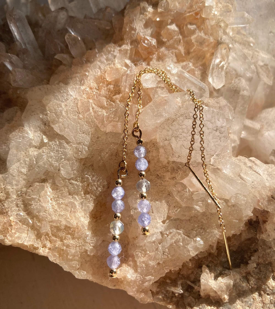 Reawaken Labradorite and Tanzanite Thread Earrings