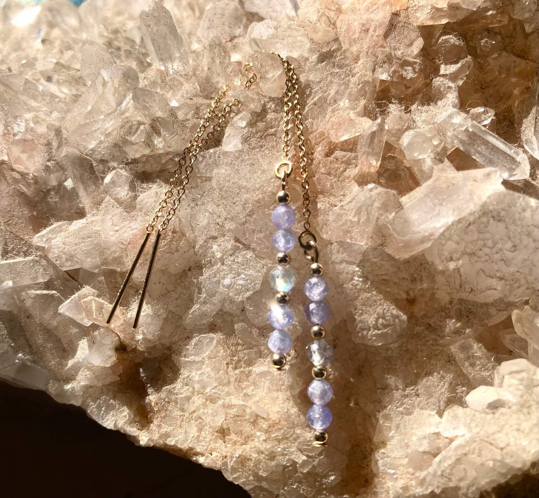 Reawaken Labradorite and Tanzanite Thread Earrings