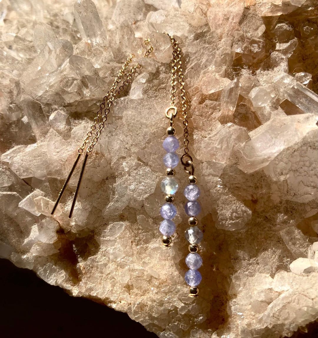 Reawaken Labradorite and Tanzanite Thread Earrings