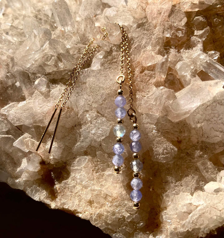 Reawaken Labradorite and Tanzanite Thread Earrings