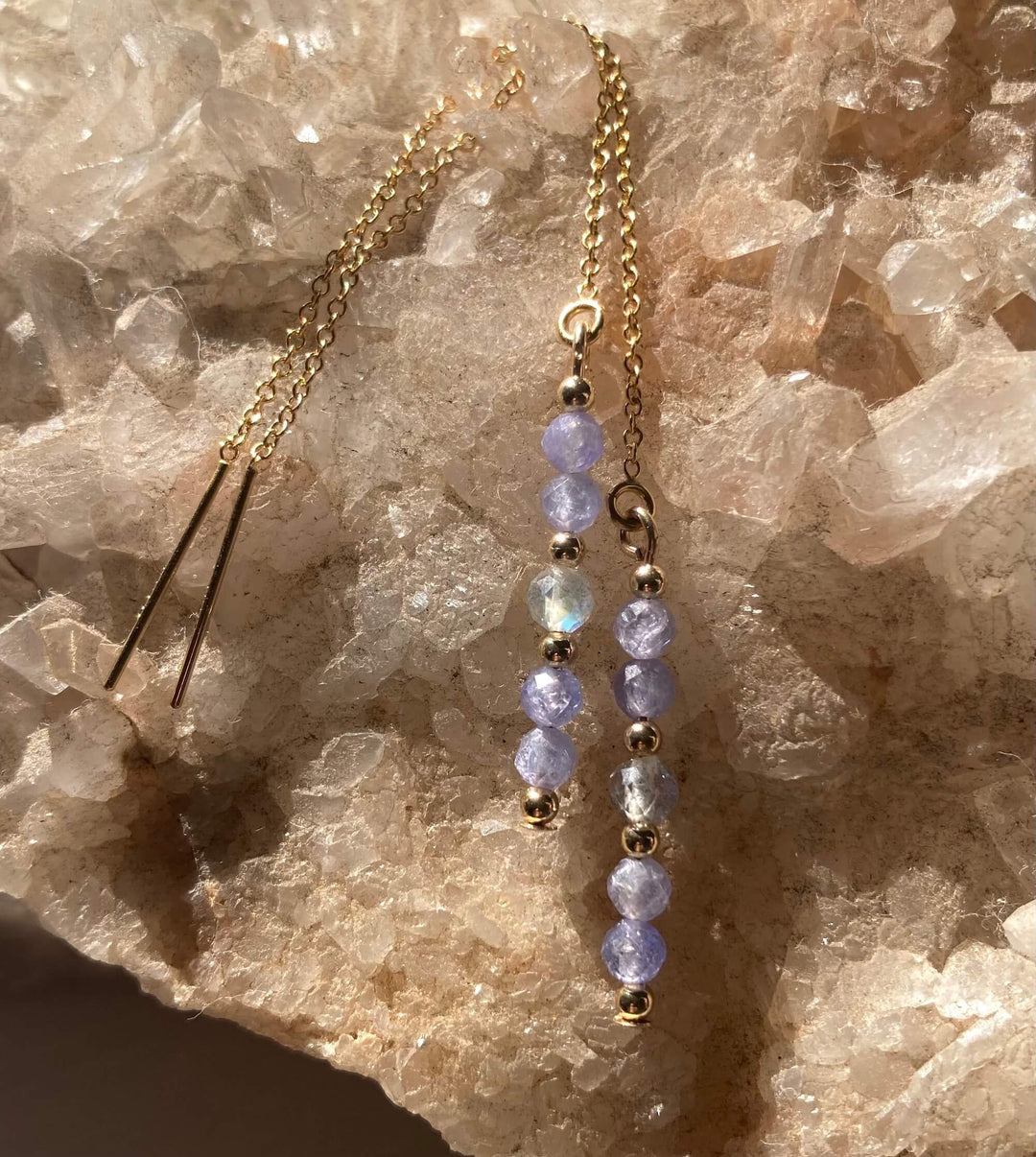 Reawaken Labradorite and Tanzanite Thread Earrings