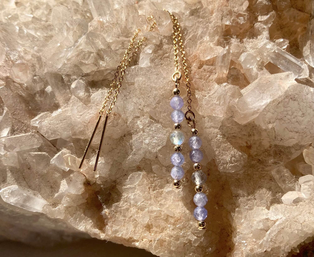 Reawaken Labradorite and Tanzanite Thread Earrings