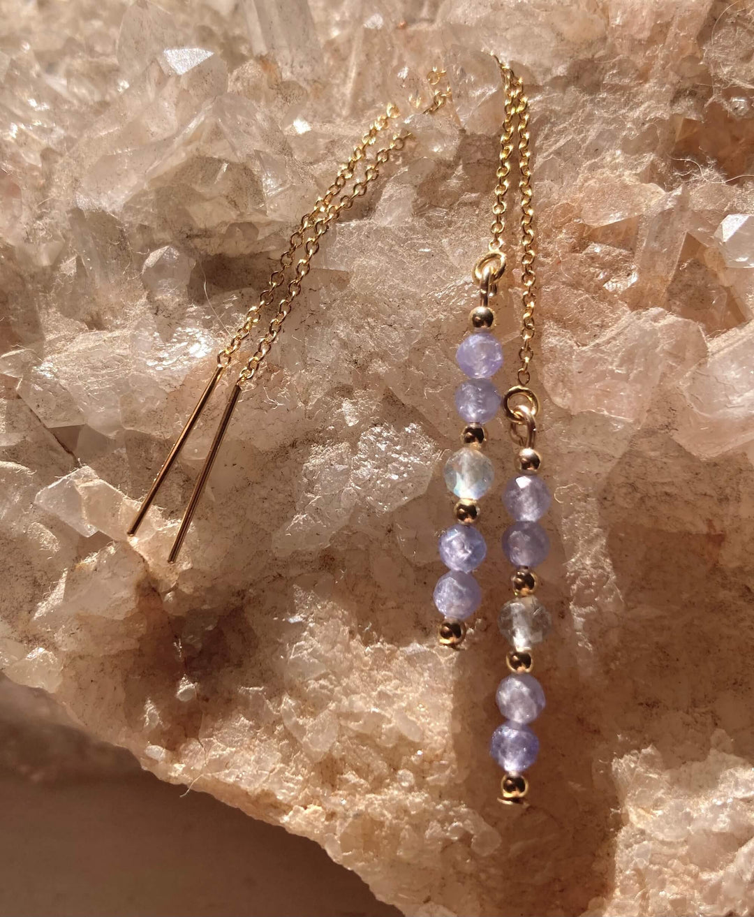 Reawaken Labradorite and Tanzanite Thread Earrings