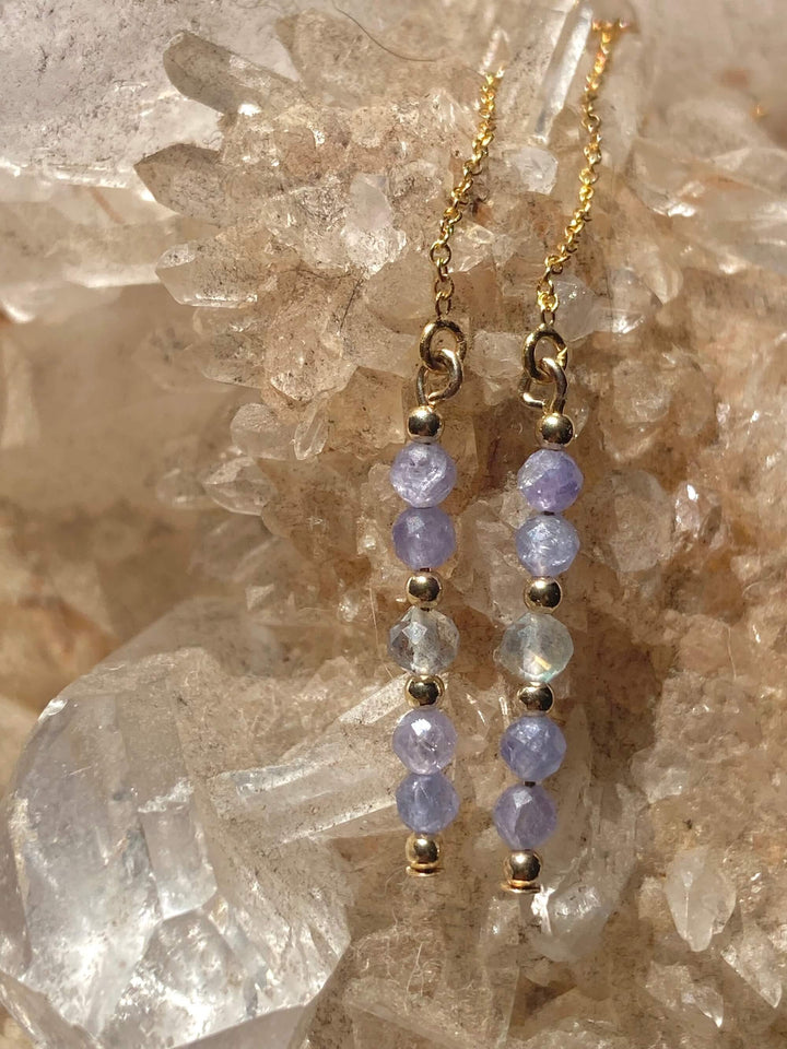 Reawaken Labradorite and Tanzanite Thread Earrings