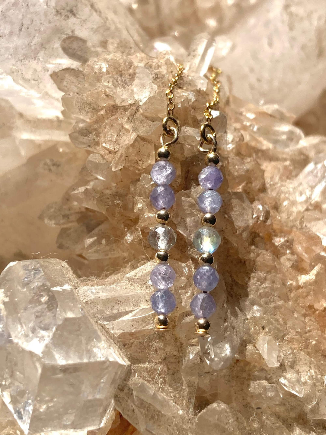 Reawaken Labradorite and Tanzanite Thread Earrings