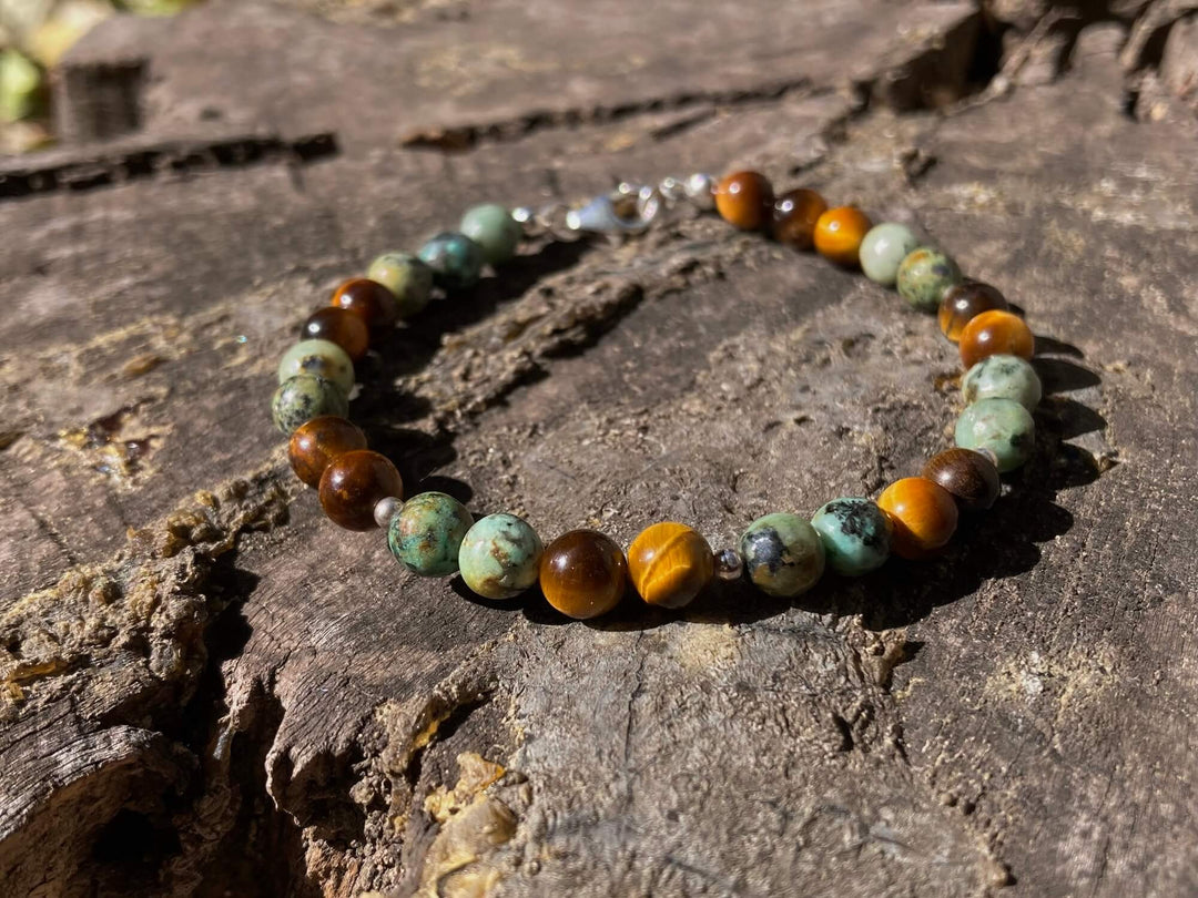 African Turquoise & Tigers Eye Bracelet For Transformation