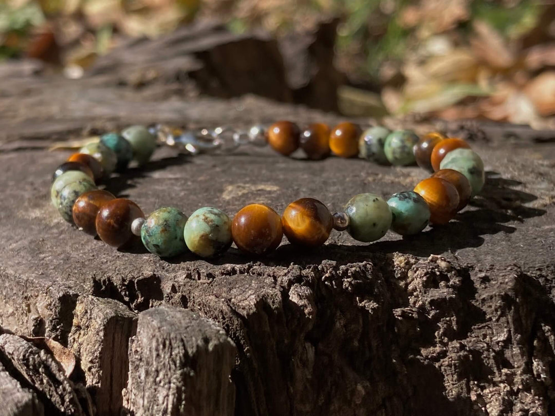 African Turquoise & Tigers Eye Bracelet For Transformation