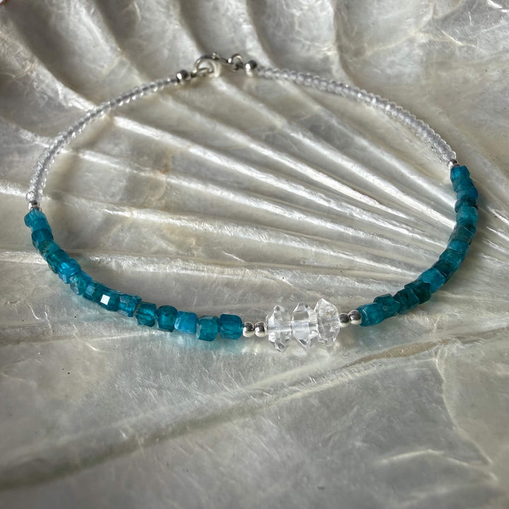 Healers Apatite & Herkimer Diamond One Of A Kind Anklet