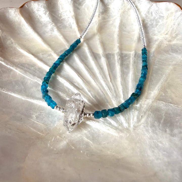 Healers Apatite & Herkimer Diamond One Of A Kind Necklace