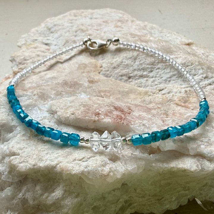 Healers Apatite & Herkimer Diamond One Of A Kind Anklet