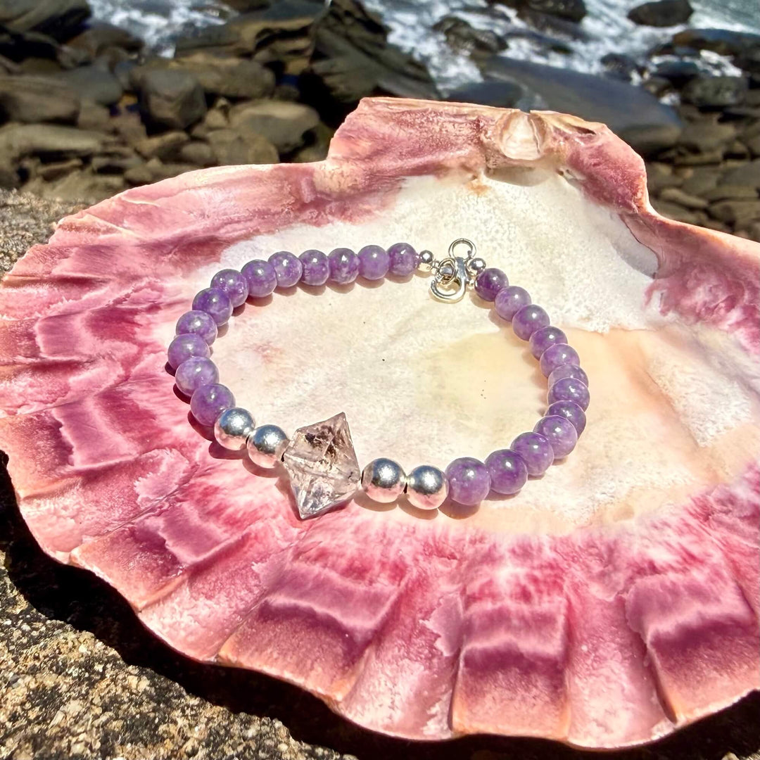 Phosphosiderite and Herkimer Diamond Higher Guidance One Of A Kind Bracelet