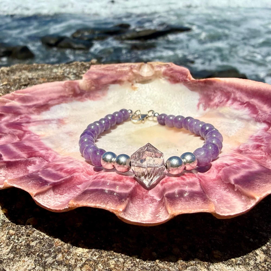 Phosphosiderite and Herkimer Diamond Higher Guidance One Of A Kind Bracelet