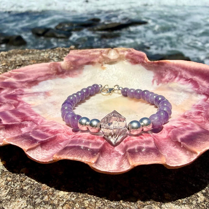 Phosphosiderite and Herkimer Diamond Higher Guidance One Of A Kind Bracelet