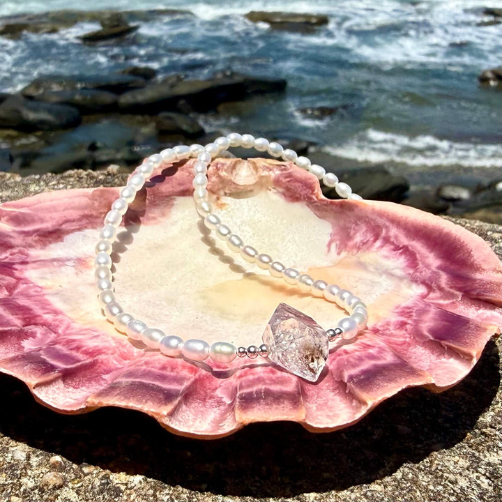 Pearl and Herkimer Diamond One Of A Kind Necklace