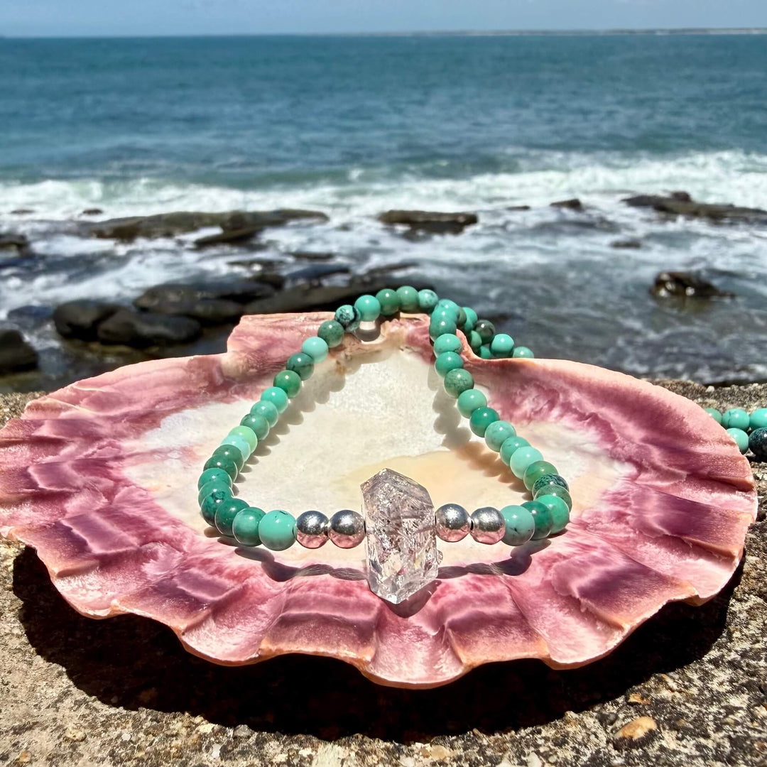 Chrysoprase and Herkimer Diamond Heart's Knowing One Of A Kind Necklace