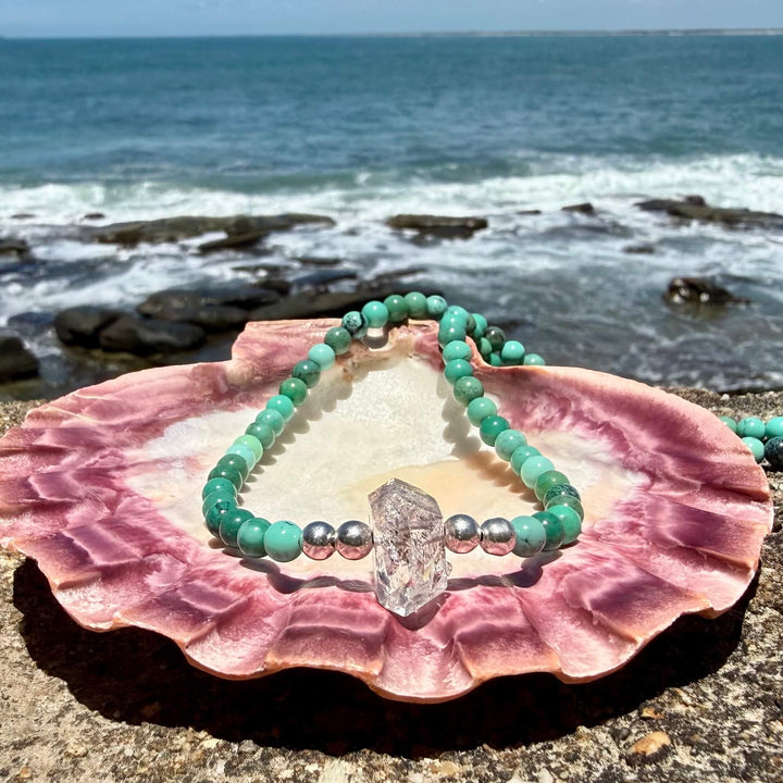 Chrysoprase and Herkimer Diamond Heart's Knowing One Of A Kind Necklace