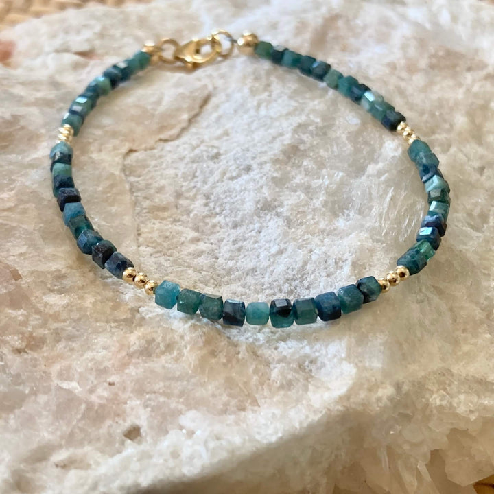 Paraiba Blue Tourmaline Gold Filled Bracelet