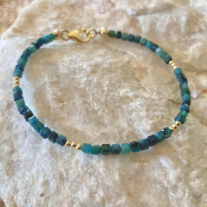 Paraiba Blue Tourmaline Gold Filled Bracelet