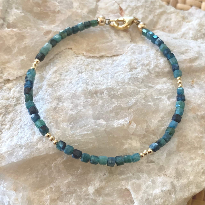 Paraiba Blue Tourmaline Gold Filled Bracelet