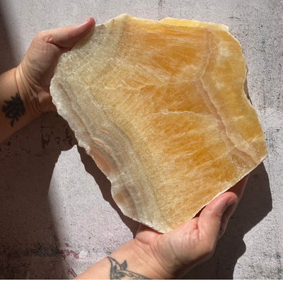 Orange Calcite Crystal Slab