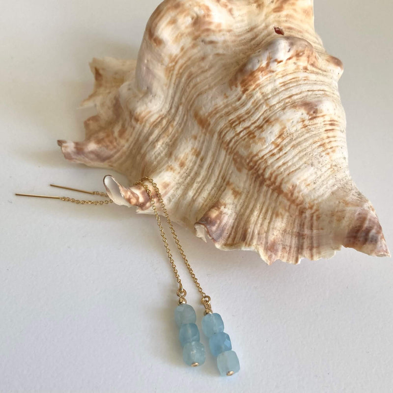 Aquamarine & Gold Thread Earrings (limited Edition)