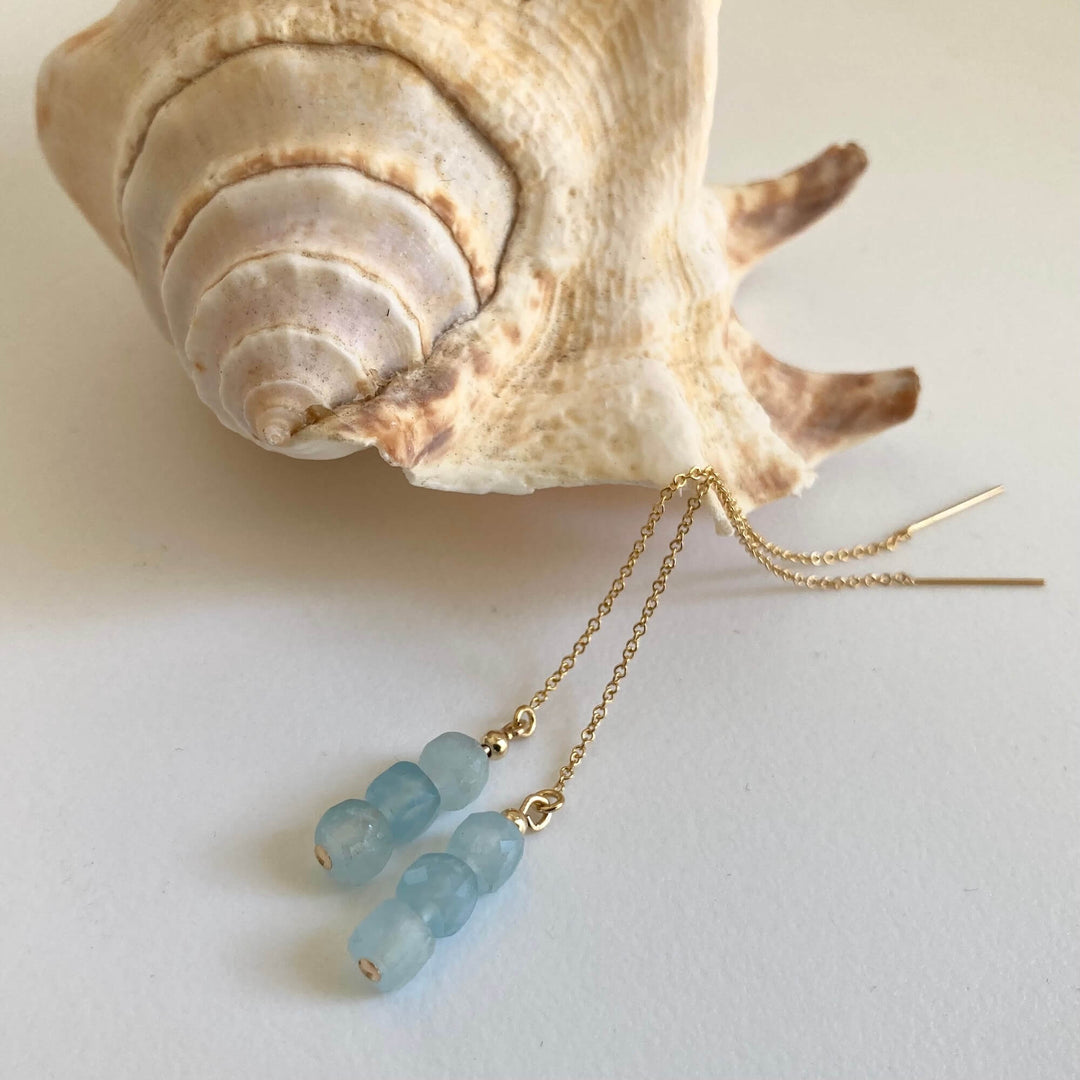 Aquamarine & Gold Thread Earrings (limited Edition)