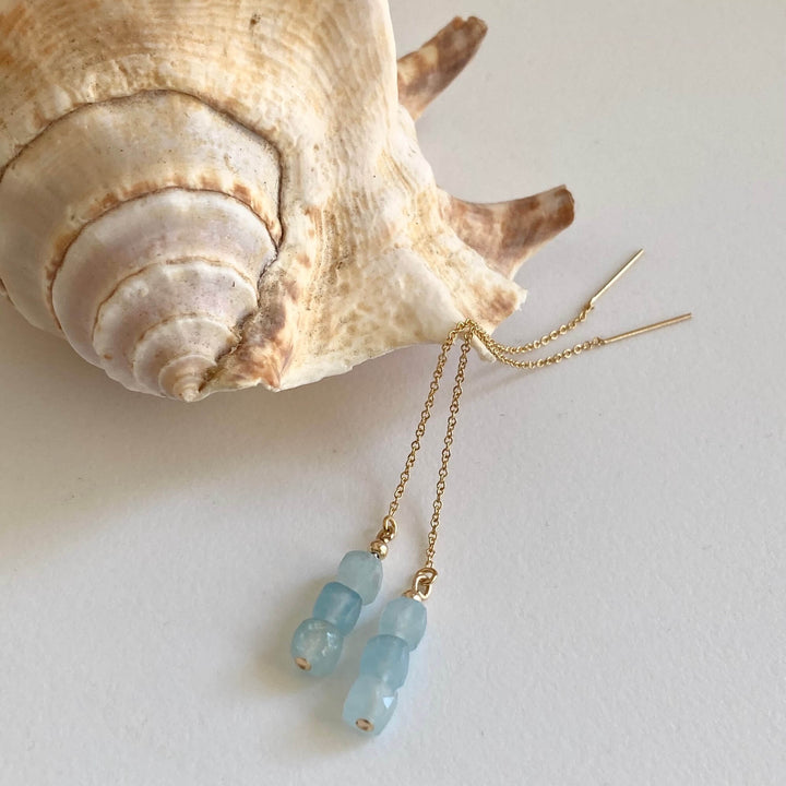 Aquamarine & Gold Thread Earrings (limited Edition)