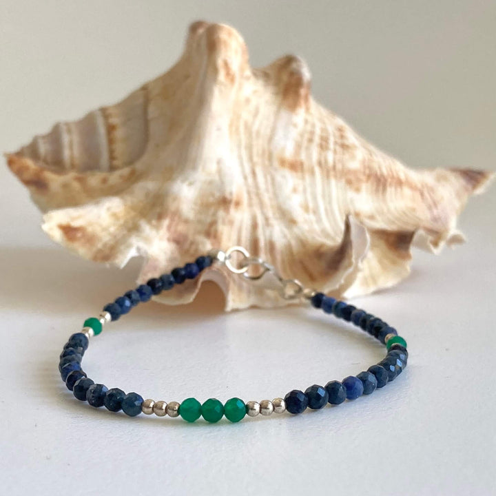 Dumortierite and Green Onyx Bracelet