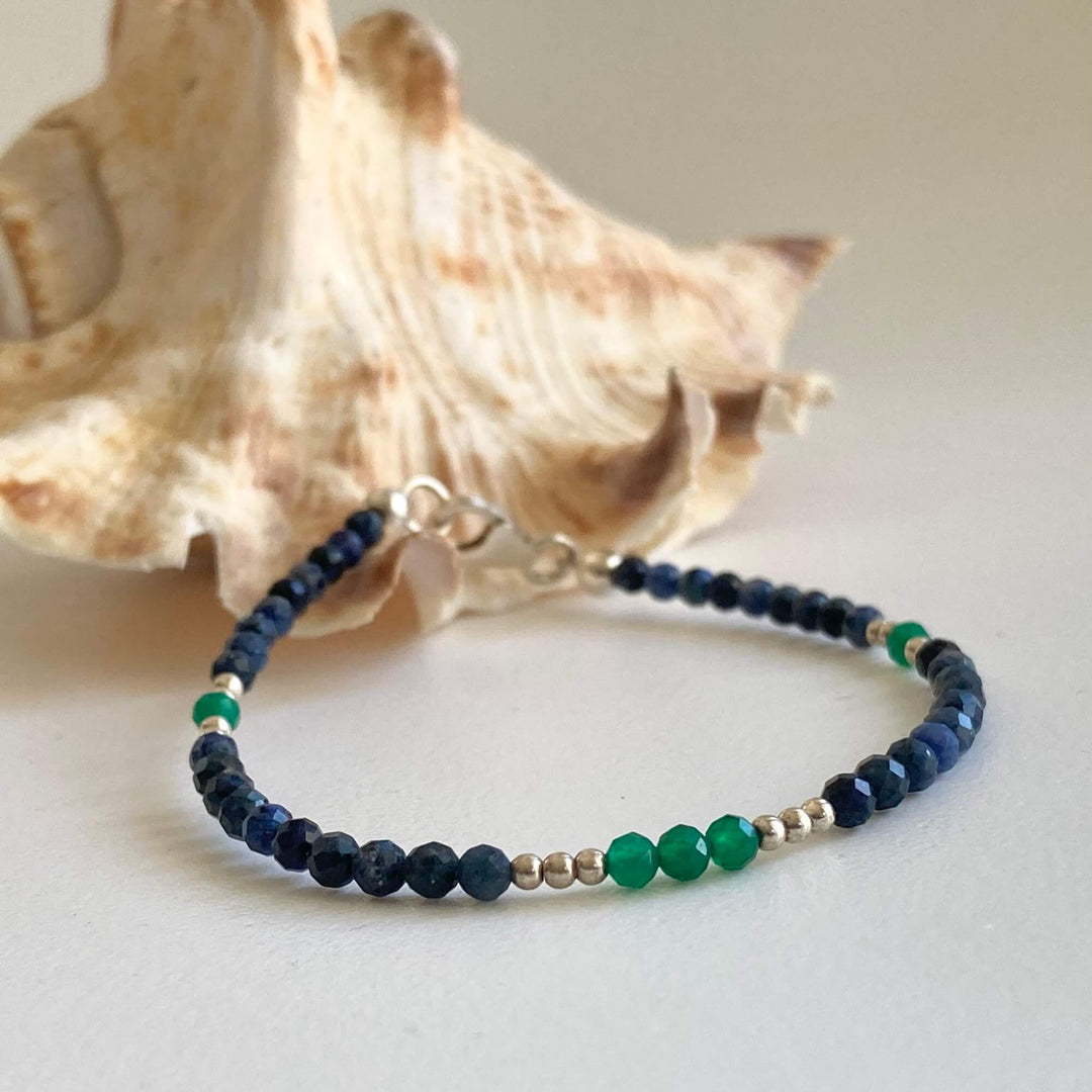 Dumortierite and Green Onyx Bracelet