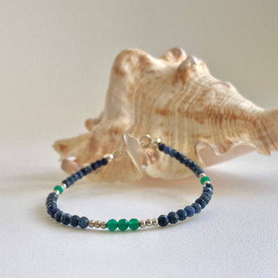 Dumortierite and Green Onyx Bracelet
