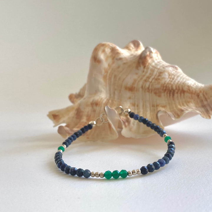 Dumortierite and Green Onyx Bracelet