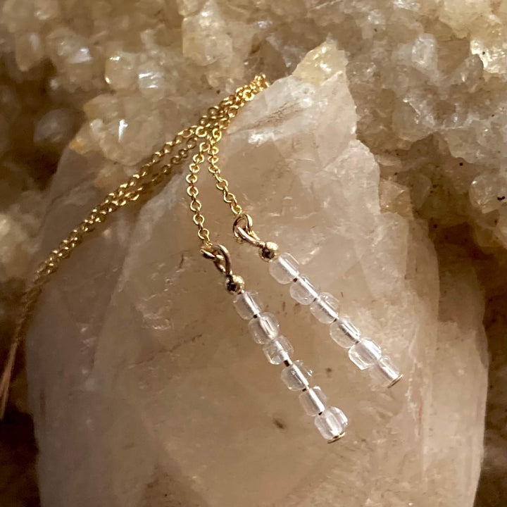 Golden White Topaz Thread Earrings - Limited Edition.