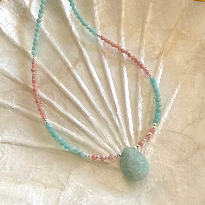 Courageous Heart Amazonite & Rhodonite Necklace