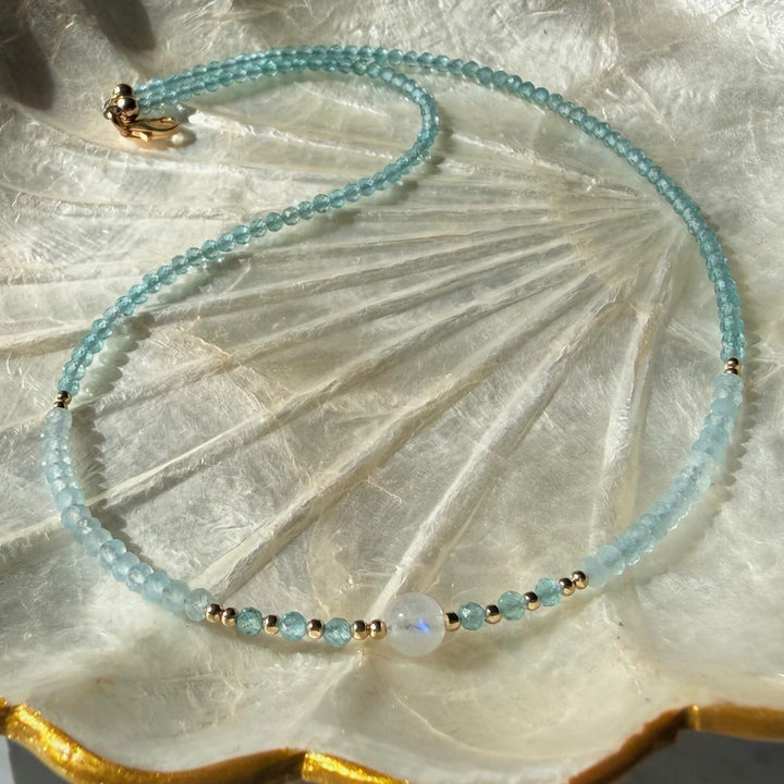 Golden Apatite, Aquamarine & Moonstone One Of A Kind Necklace