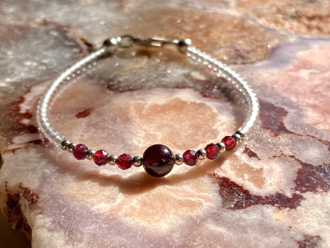 January birthstone healing crystal bracelet