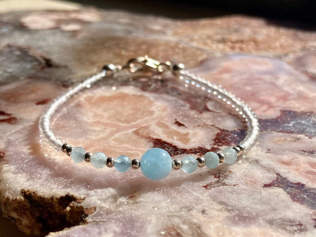 March Aquamarine birthstone bracelet