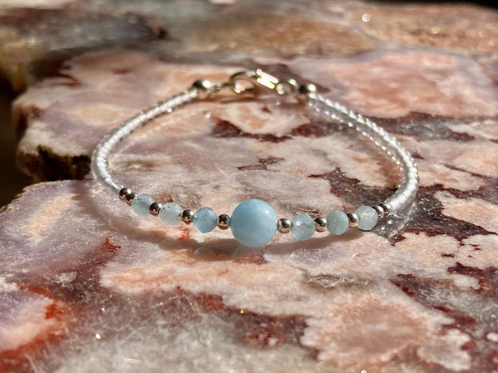 March birthstone Aquamarine crystal bracelet