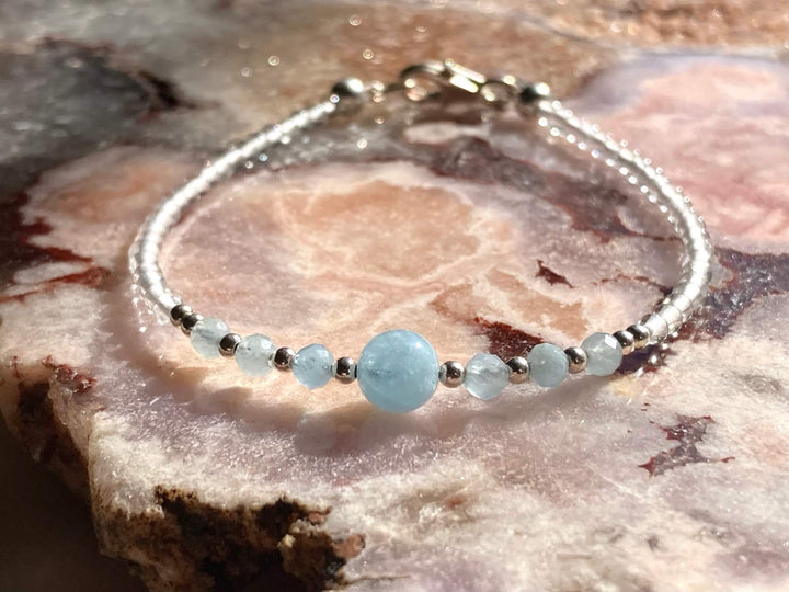 March birthstone Aquamarine healing bracelet