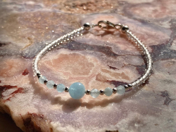 March birthstone bracelet with Aquamarine