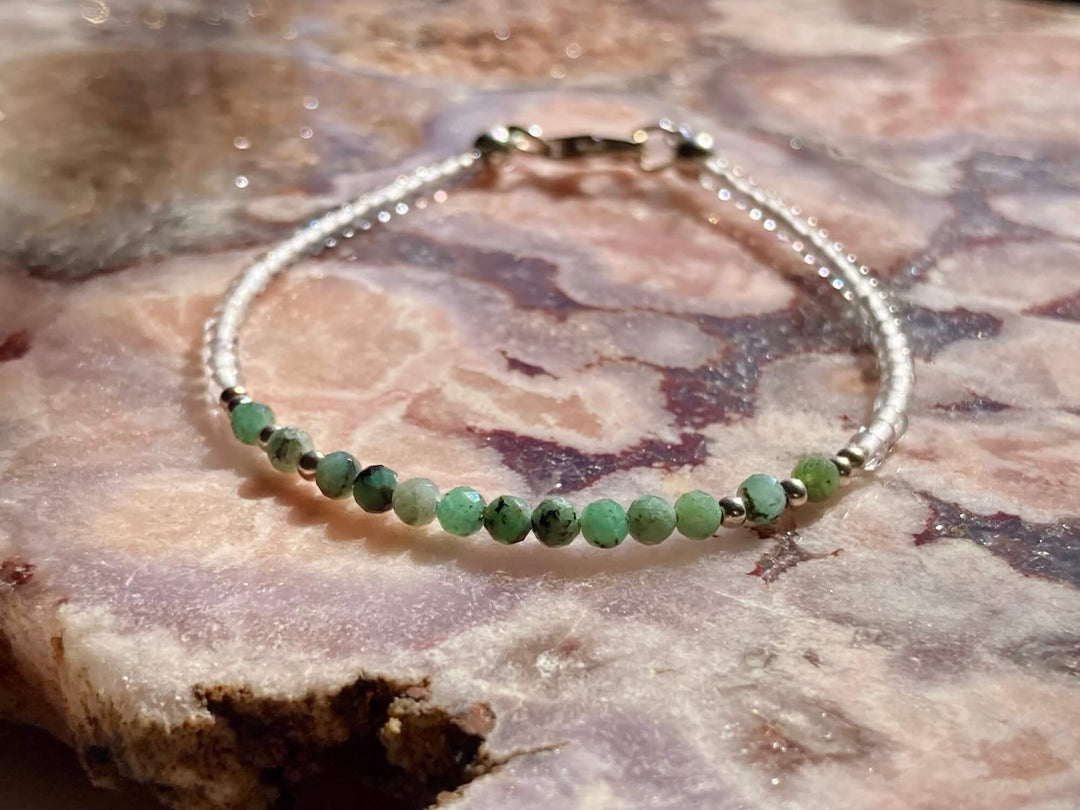 May birthstone Emerald Crystal bracelet