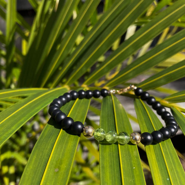 Peridot & Black Onyx - Gold Men's Bracelet