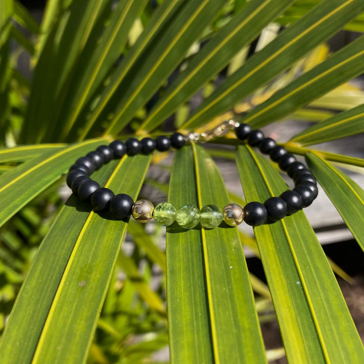 Peridot & Black Onyx - Gold Men's Bracelet