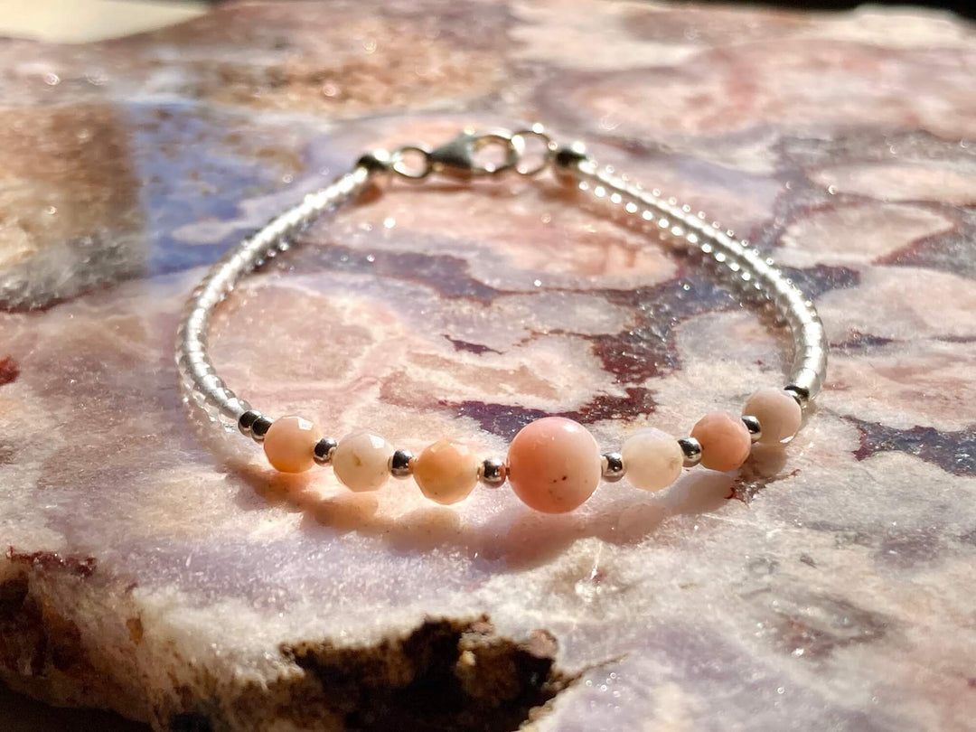 October Pink Opal crystal birthstone bracelet