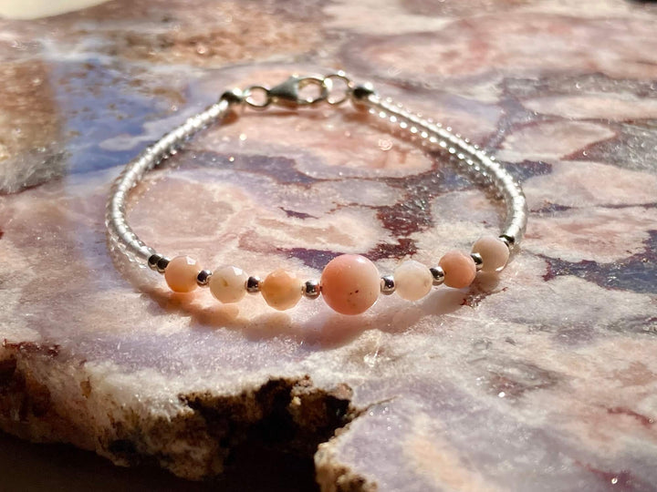 October Pink Opal healing birthstone bracelet