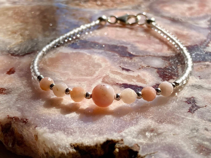 October birthstone bracelet with pink opal